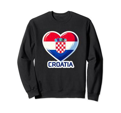 Cute Patriotic Croatian Banner Flag Heart Croatian Fan Sweatshirt