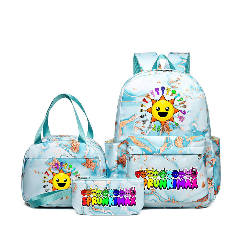 Popular Sprunki Rhythm Box Cartoon Elementary School Bag Children's Backpack Backpack Three-piece Set