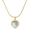 Titanium Steel, Colorful Peach Heart Minimalist Stove Real Gold Necklace Women'S Collarbone Chain Accessories