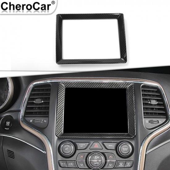 Center Console Navigation GPS Trim Cover For Jeep Grand Cherokee 14+Carbon Fiber
