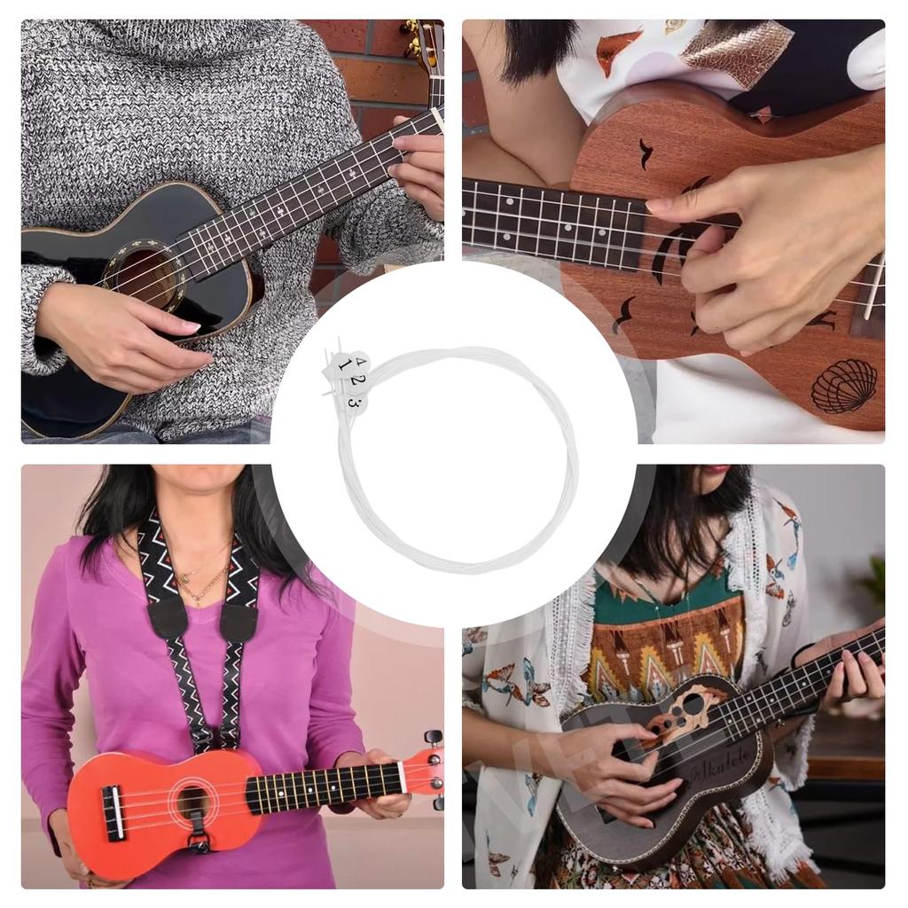 TVETE Ukulele String Ukulele Strings of Ukulele Replacement For Refill for General For Ukuleles Inch Set, [Set 4] Strings, Parts, Concert, Beginners,