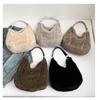 Simple Faux Fur Women's Tote Shoulder Bags Casual Large Capacity Female Furry Messenger Bag Solid Color Plush Purse Handbags