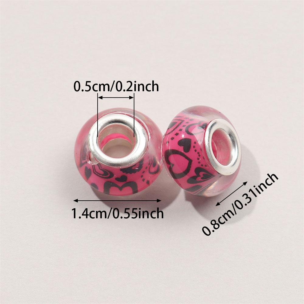 30/50/100pcs Large Hole European Colored Love Resin Beads European Pendant Bracelet Necklace DIY Bracelet Necklace Pen Jewelry Making
