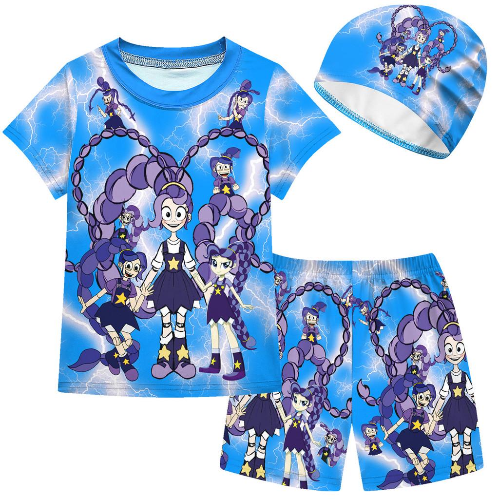 20914 Kids Girls Lily Lovebraids Cartoon Swimsuit Swimwear Top Shorts Sets 100cm синий
