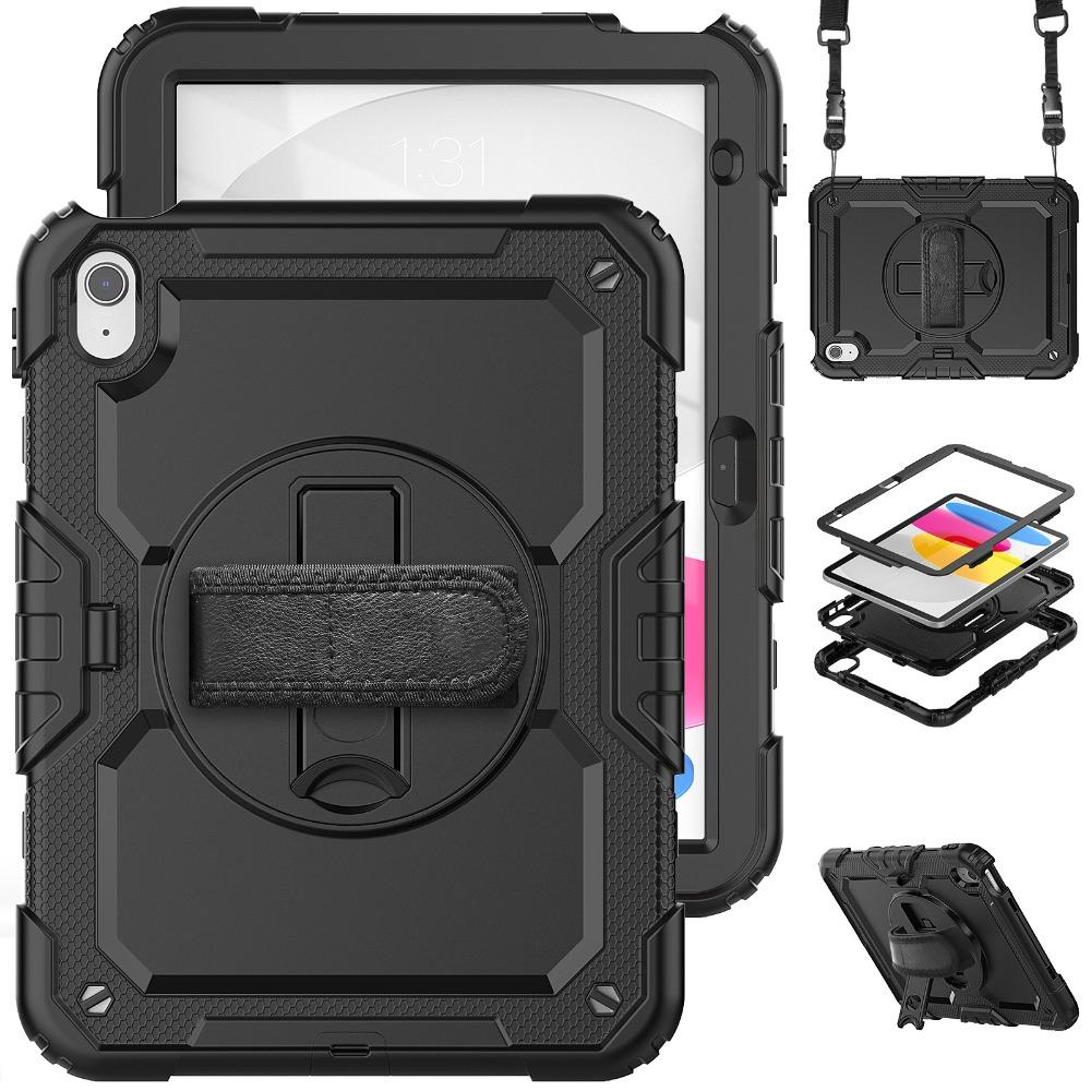 Silicone Case for iPad 360 Degree Rotating Back Cover for iPad (A16) 11th/10th Tablet Protection чёрный