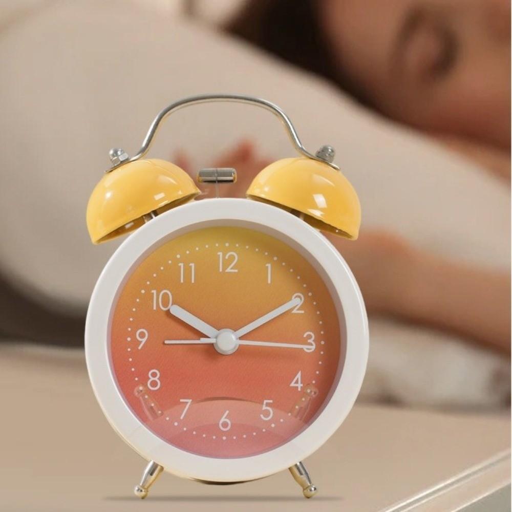 Creative Metal Twin Bell Alarm Clock with Luminous Battery Operated Loud Alarm Clock Colorful Desk Alarm Clock Student Dorm