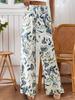 Women's High-Waisted Floral Print Wide-Leg Pants, Casual Loose-Fit Trousers for Summer