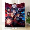 Anime Action Team with Dynamic Poses Patterned Flannel Blanket Perfect for the Bedroom Living Room, Sofa, or a Little Nap