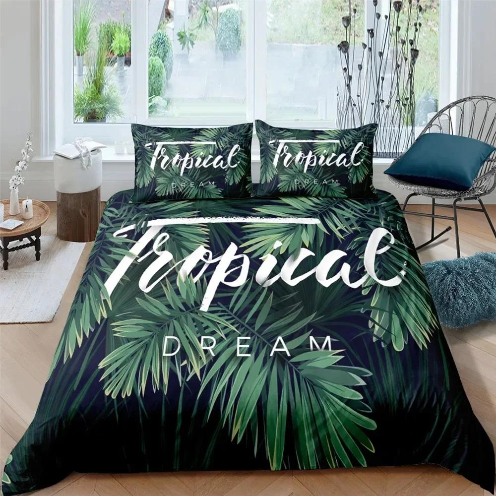 Tropical Plant Leaves Luxury Cozy Comfortable Duvet Quilt Cover Pillowcase Bedding Set Children Bedroom Decoration Home Textile