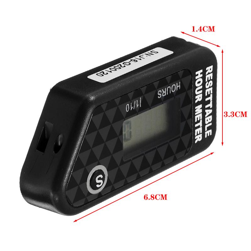Waterproof LCD Timer Counter Black / Red For Motorcycle/ATV/Powerboat/Law Mower Maintenance Reminder