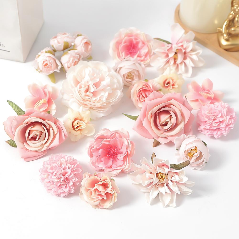 16/17/18/19Pcs Mix Artificial Rose Flower Heads Silk Home Room Table Decor Gift Garden Valentine's Day Decor Wedding Decoration