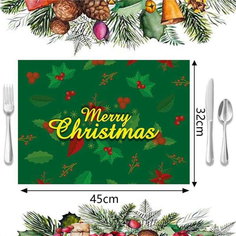 Christmas Imitation Linen Placemat - Heat Insulating Napkin for Western Cuisine Decor