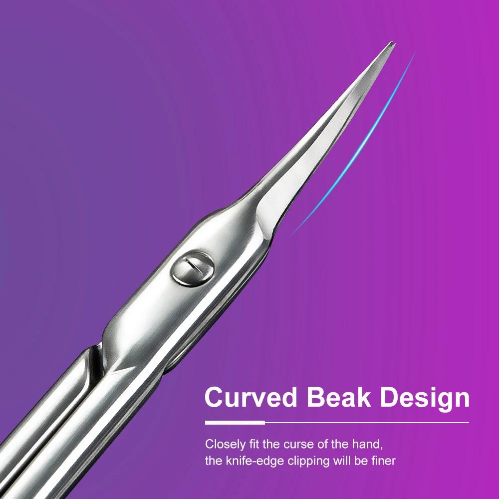 Russian Curved Tip Manicure Cuticle Scissors Professional Stainless Steel Nail Cartilage Scissors Cutter Nail Cuticle Nippers