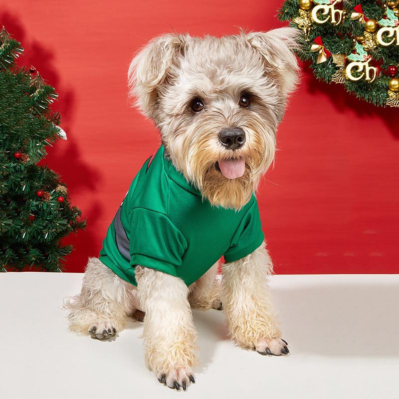 Nowy Rok Print Pies Kot Koszulka Boże Narodzenie Bawełna Ubranka dla Zwierząt Ubrania dla Małych Psów Szczeniak Chihuahua Swetry Masscota płaszcz pies