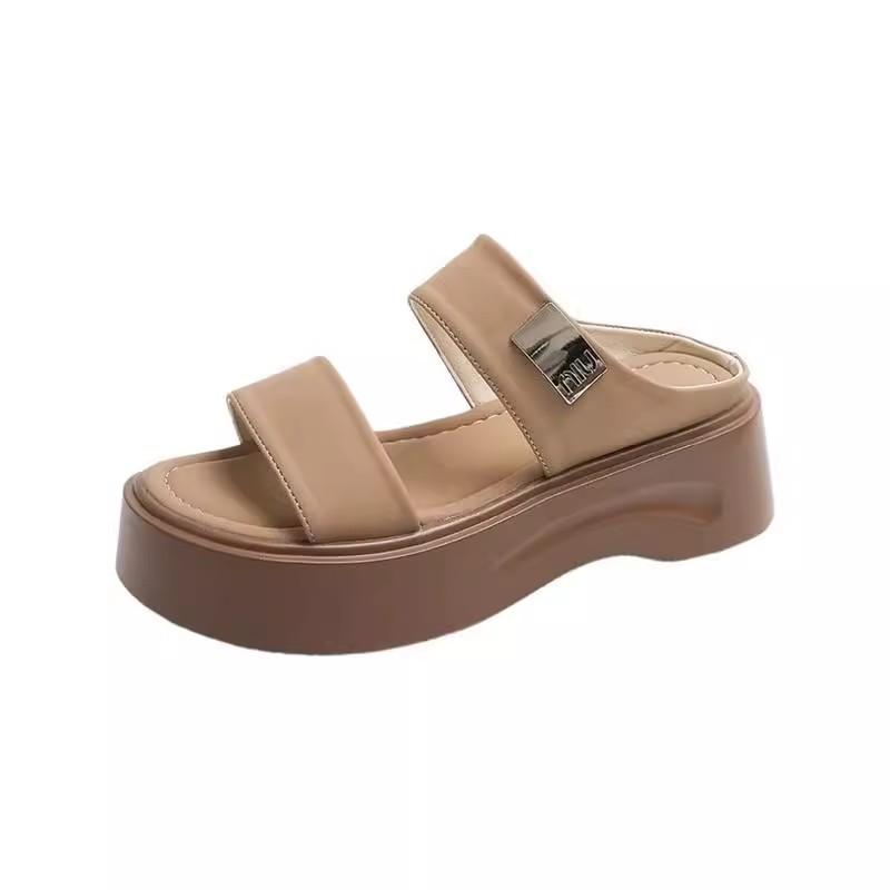 Temperament casual beach shoes wear new versatile thick-soled heightening cool slippers women's summer