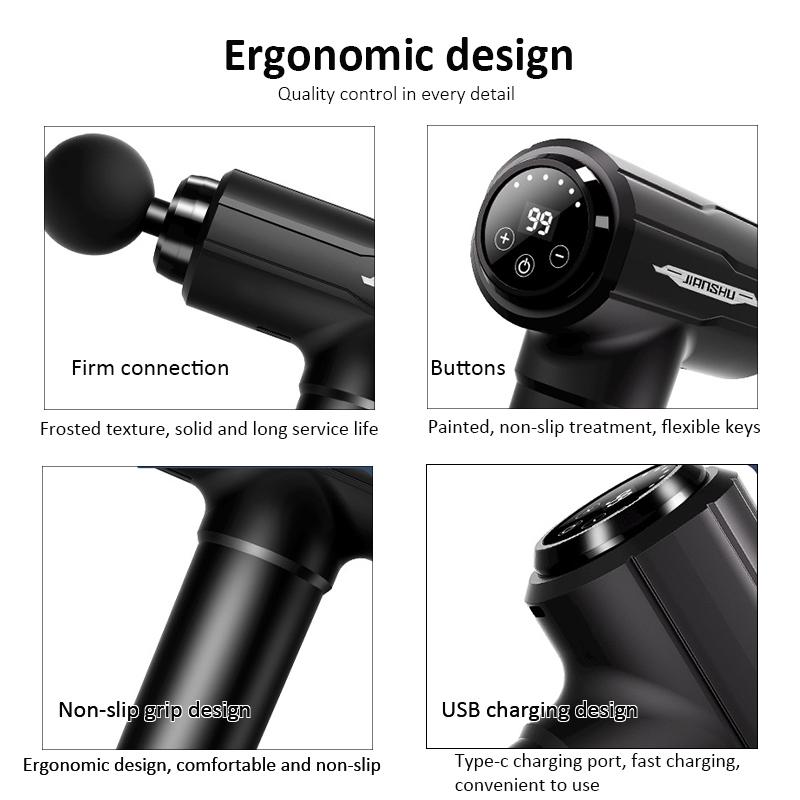 Professional Grade Muscle Massage Gun Deep Tissue Impact Athlete Relaxation Electric Back Massager Lactic Acid Breakdown Soreness Relief Fascia