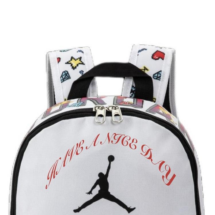 Jordan Custom Bag  Letter Print Fashion Cute Star Diamond Polyester Backpack Unisex Backpack White DZ3755-100(TEAM378-ZIMU-X1)