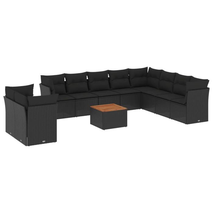 VidaXL Garden Lounge Set with Cushions 10 Pcs, Patio Sofas, Patio Furniture Set, Outdoor Furniture, Black 3259563