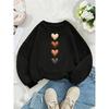 Girls' Fashionable Crewneck Sweatshirt Featuring a Heart Shape And Diverse Skin Tones, Perfect for Autumn And Winter