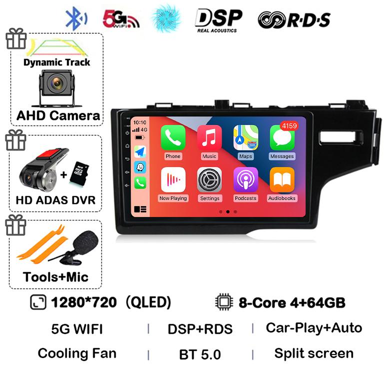 Android 14 Auto For Honda Jazz 3 2015-2020 Fit 3 GP GK 2013-2020 RHD Car Radio Multimedia Player Navigation Stereo GPS Head Unit