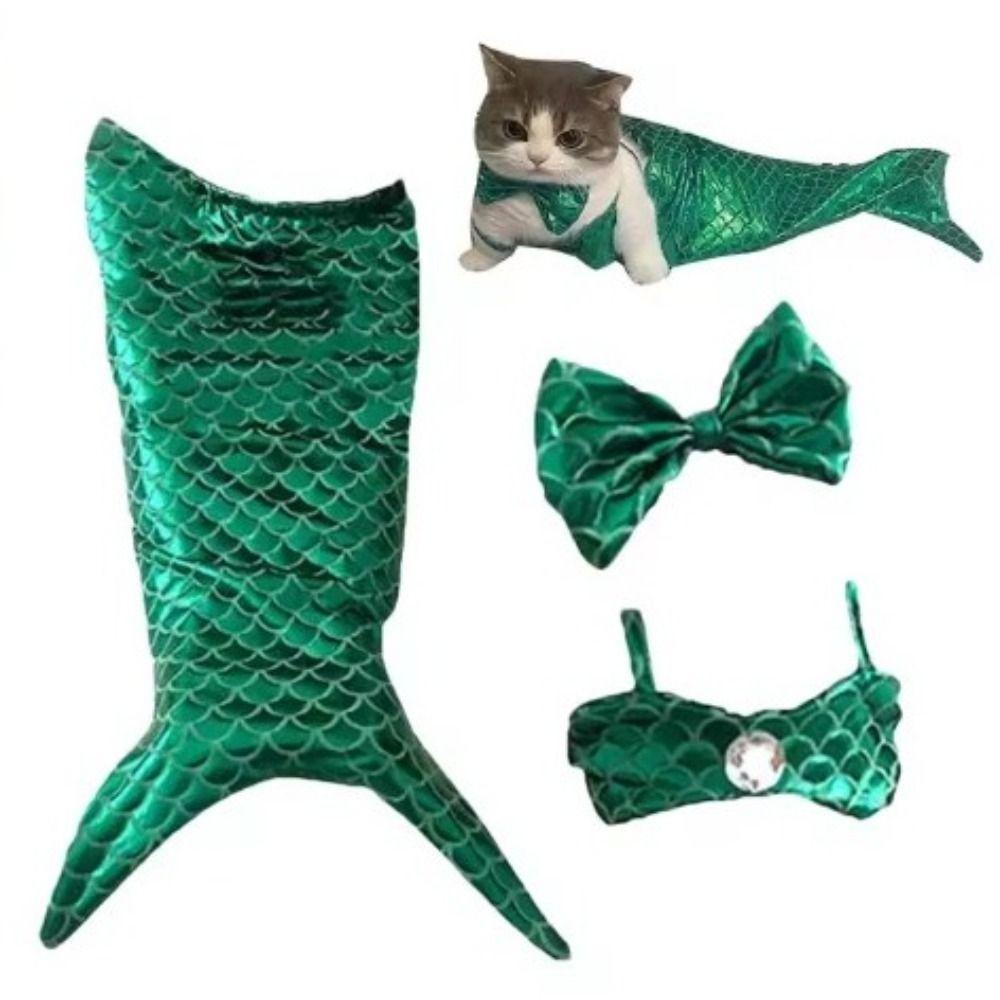 

Sparkly Cat Mermaid Costume Cute Pet Dressing Skirt Outfit Dog Cosplay Clothes Puppy S