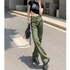 Jeans High Waisted Loose 2022 Women's Vintage Wide Leg Cargo Jeans High Street Retro Straight Leg Women's Patchwork Cargo Jeans