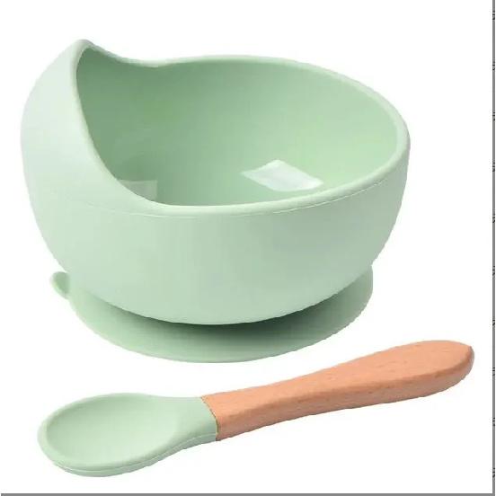 Food Grade Silicone Baby Feeding Bowl Spill-proof Kids Dinner Tableware Set Safe High Quality Infant Self-feeding Dish Nursery Accessories