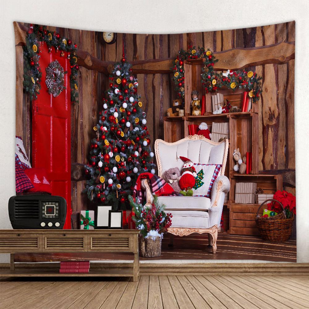 Tapiserie de Noël na pozadí vánočního dekoru Tapisserie de Noël