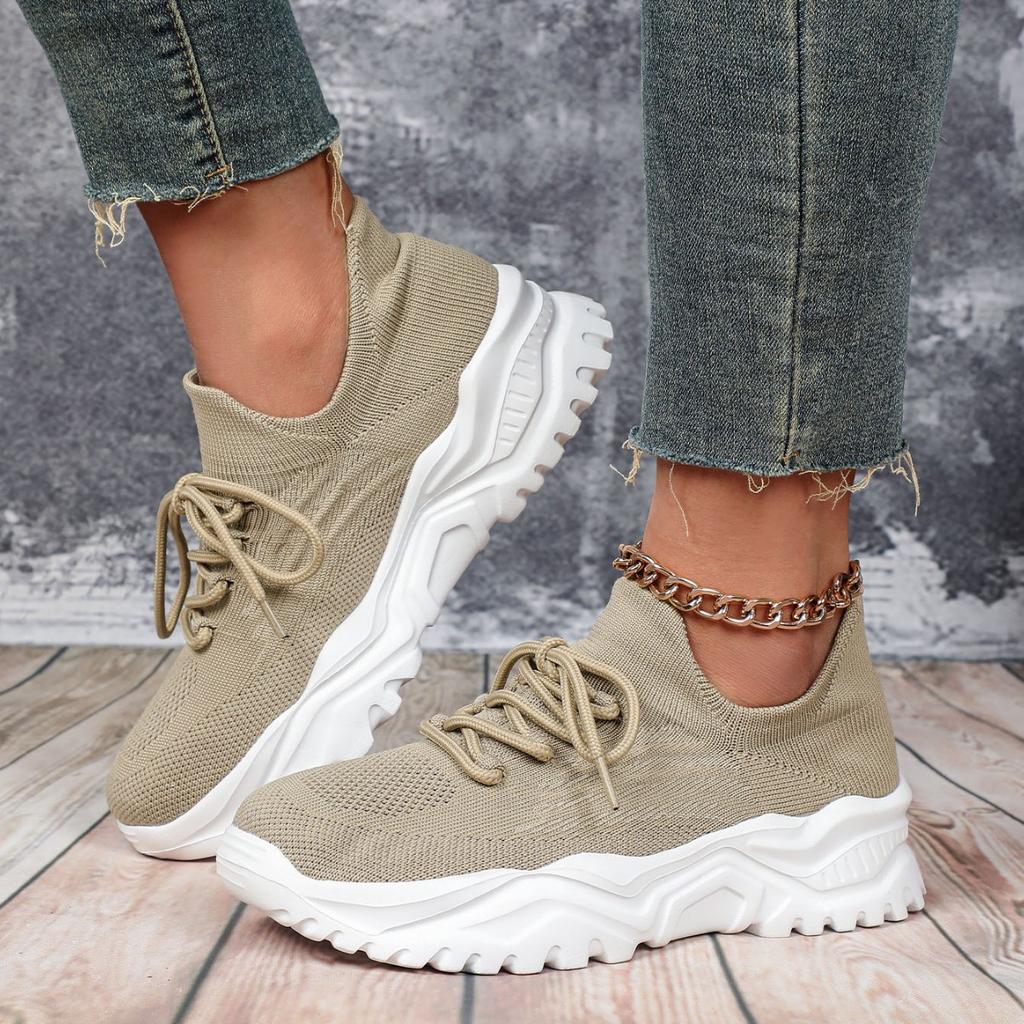 Fashion Chunky Shoes Platform Sneakers for Women Knitted Men's Casual Sports Shoes Breathable Trainers Elastic Slip-on Shoes