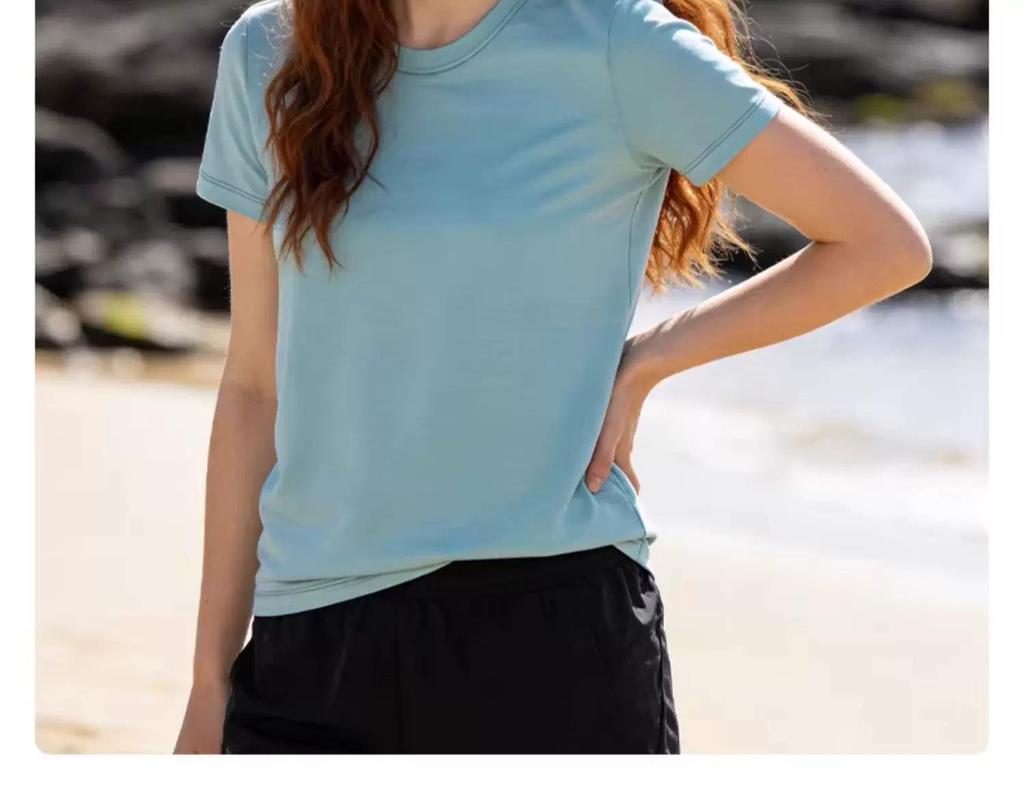 Women's Gray Shell Merino Wool Quick-Dry Hiking T-Shirt - Summer Outdoor Short Sleeve