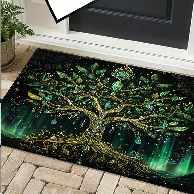 Tree of Life Rug for Spiritual Home Decor Mystical Green Forest CarpetCreate a Zen Atmosphere in Your Living RoomMeditation Gift