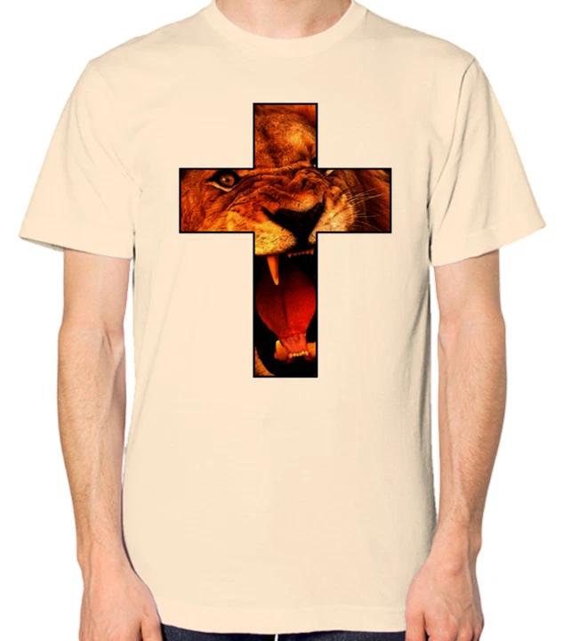 Lion Roaring Cross T-Shirt Men Women Unisex Jesus Christian Religion Faith Top M
