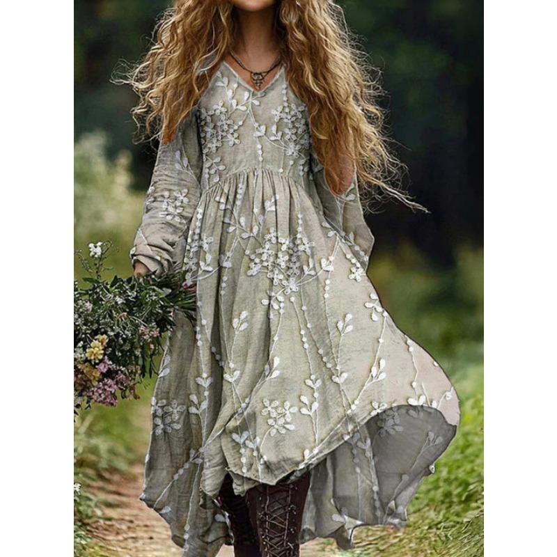 BITCED Fashion Autumn Winter Long Sleeve V-Neck Casual Dresses