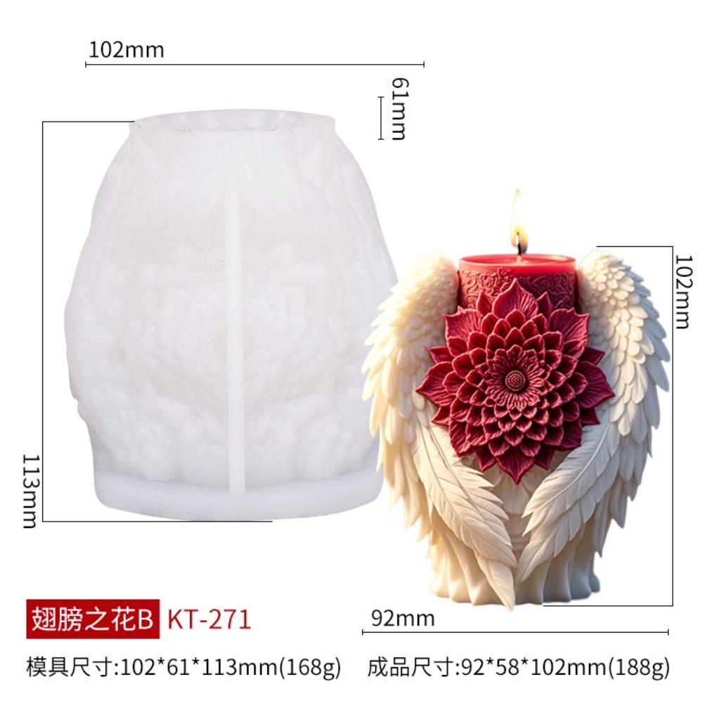 3D Wings Flower Fragrance Candle Silicone Mold Handmade Angel Wings Soap Candle Mold Gypsum Resin Production Tool Party Gift