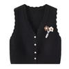 Spring and Autumn Fashionable Small Flower Short Knitted Vest Women's Sweater Vest