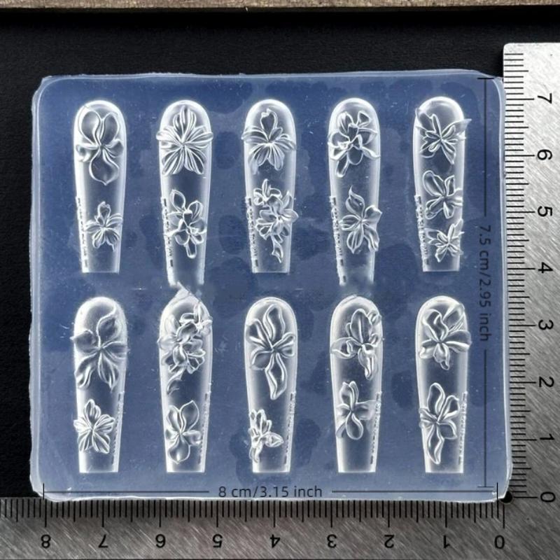 Blumen Nail Art Form Silikon Relief Vintage 3D Nagel Dekoration Nagelstudio Nagel Stempel Zubehör Maniküre Werkzeug Diy