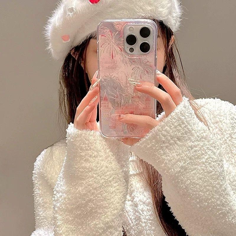 New Castle Fireworks Large Hole Suitable for Apple 16 Mobile Phone Case IPhone 15 Protective Case 14 13 12 Laser Case