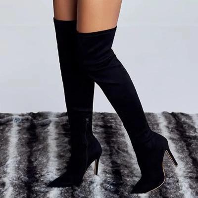Fashion Women Over-the-Knee Winter Over The Knee Women Stretch High Heels Slip On Shoes for Women Pointed Toe Long Boots Botas De Mujer