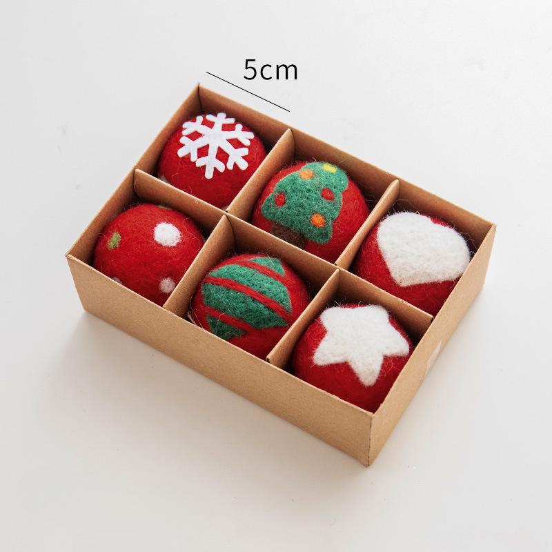 INS Snowflake Christmas Tree Decorative Ball Wool Felt DIY Material Small Pendant Christmas Decorations Holiday Atmosphere Props