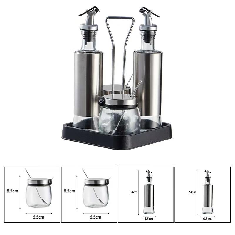 ZISIZ 320ml Penguin Oil Bottle & Seasoning Jar Set with Stands