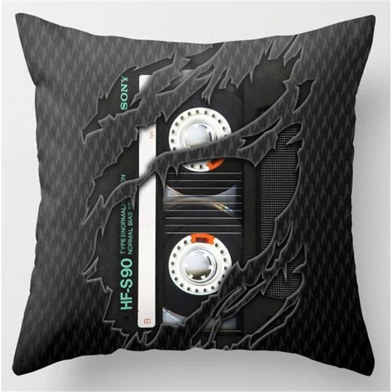 Retro Speaker Piano Rock Black White Cushion Cover Home Sofa Chair Pillow   Music Pop Band