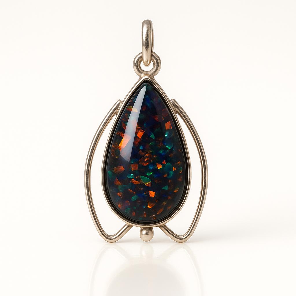 Natural Multi Color Opal Pear Cut Pendant 25.60 Ct Certified 925 Sterling Silver