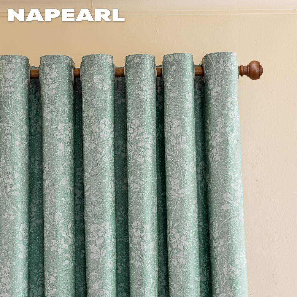 1 Stück NAPEARL 100% Verdunkelungsvorhänge Französisch Vintage Blumendruck Ringtyp Vorhänge für Schlafzimmer Wohnzimmer Balkonfenster zur Heimdekoration