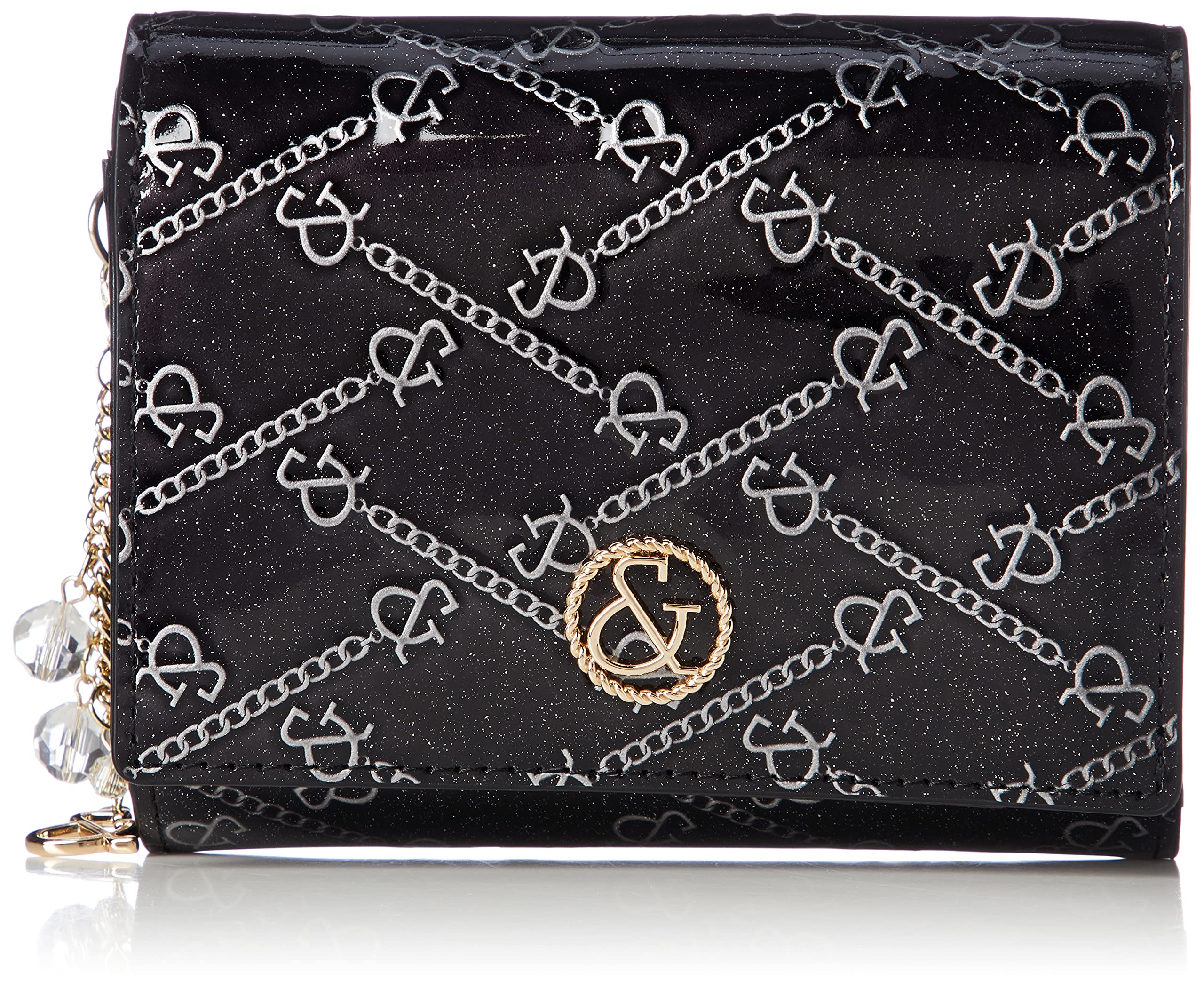 

and Fold Wallet Enamel Cowhide Chain Pattern Embossed Brooch with Accessory Charm PDLWBCS2 Exclusive Black [Pinky Diane] [Galaxy] & & (Includes Box) чорний