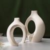 2pcs Modern White Ceramic Vase for Home Decor, Circle Matte Hollow Flower Vases Nordic Boho Ins Style for Wedding Dinner Table Living Room Office