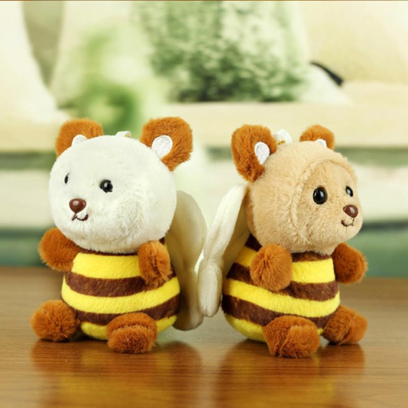 1Pcs Cartoon Cute Little Bear Turned Into Bee Plush Toy Keychain Bag Pendant Car Keychain Accessories