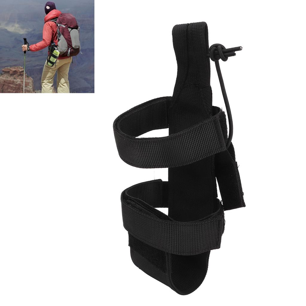 Water Bottle Carrier Camping Hiking Water Bottle Holder Outdoor Adjustable Webbing Kettle Cover Black