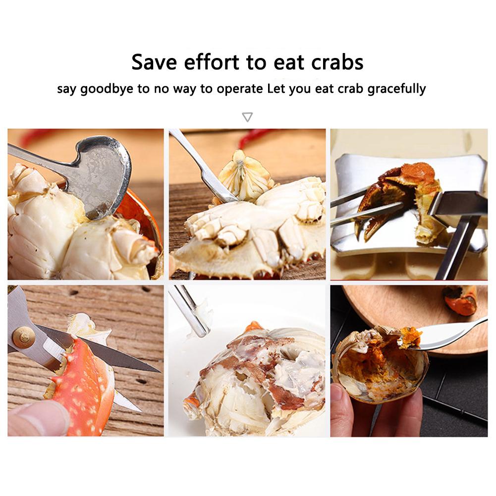 8pcs Eating Crab Tools Stainless Steel Household Lobster Crab Cracker Kit Seafood Tools Set Kitchen Gadgets