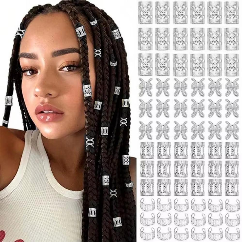 40PCS Alloy Hair Jewelry Cuffs Metal Dreadlock Beads for Braids Multi-Style Hair Rings & Accessories for Women & Girls