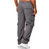 Men's Spring and Autumn Solid Straight Legged Cargo Pants Casual Multi-Pocket Long Pants Loose Fit Outdoor Fitness Trousers